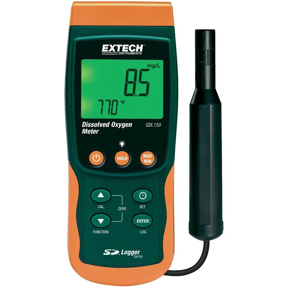 Oxymètre portable affichant l’oxygène dissous en mg/L avec sa sonde