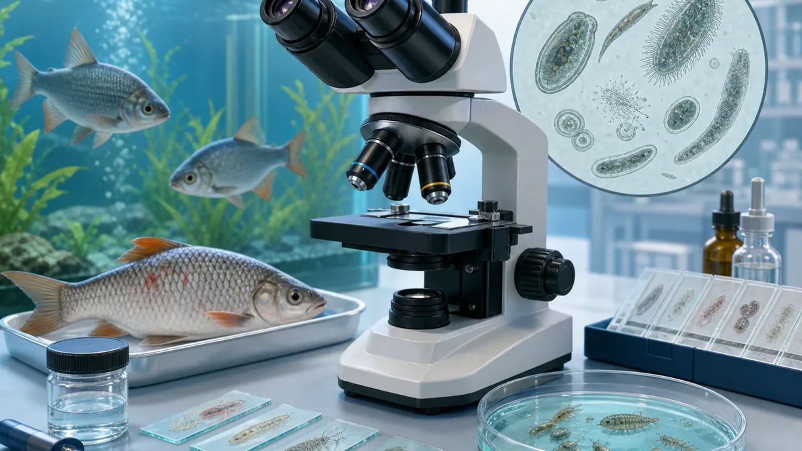 Quel microscope est adapté à la détection des principaux parasites des poissons ?