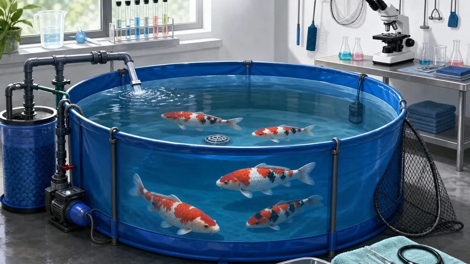Comment monter une cuve de quarantaine / hospitalisation pour carpes koïs ?