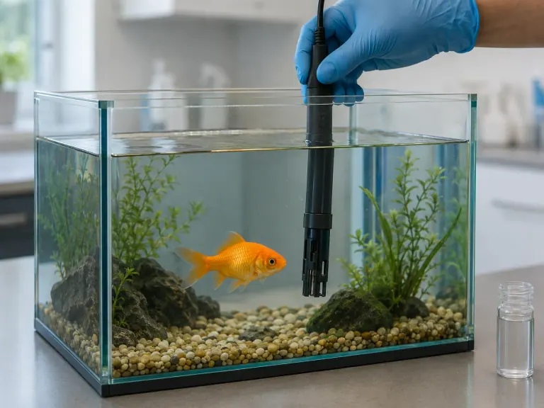 Which water parameters should be measured when a fish is sick?
