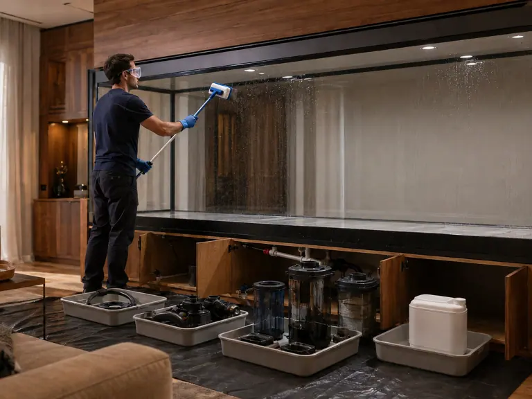How should an aquarium be disinfected after a contagious disease?