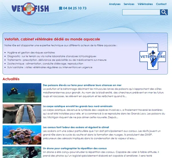 Site internet Vetofish sous Drupal en 2014