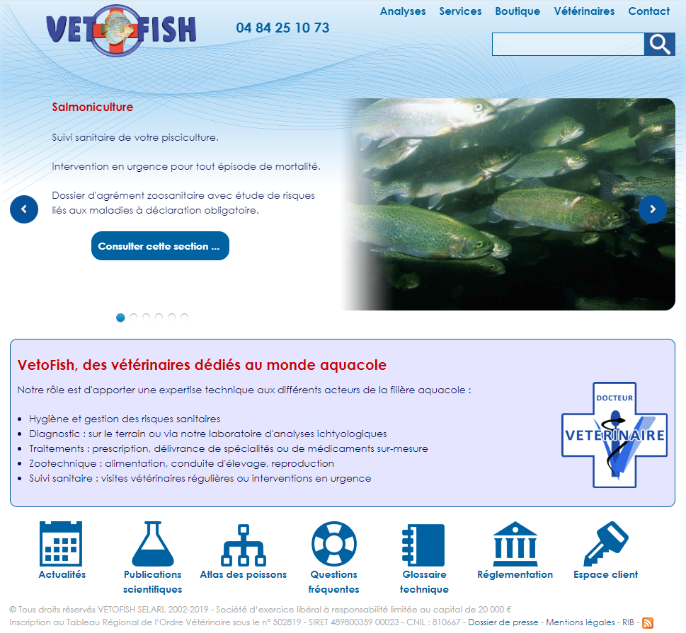 Site internet Vetofish sous Drupal en 2018