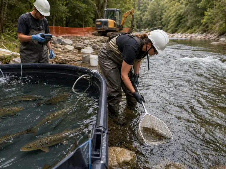Travaux en rivière : préparer un sauvetage de poissons sans improviser