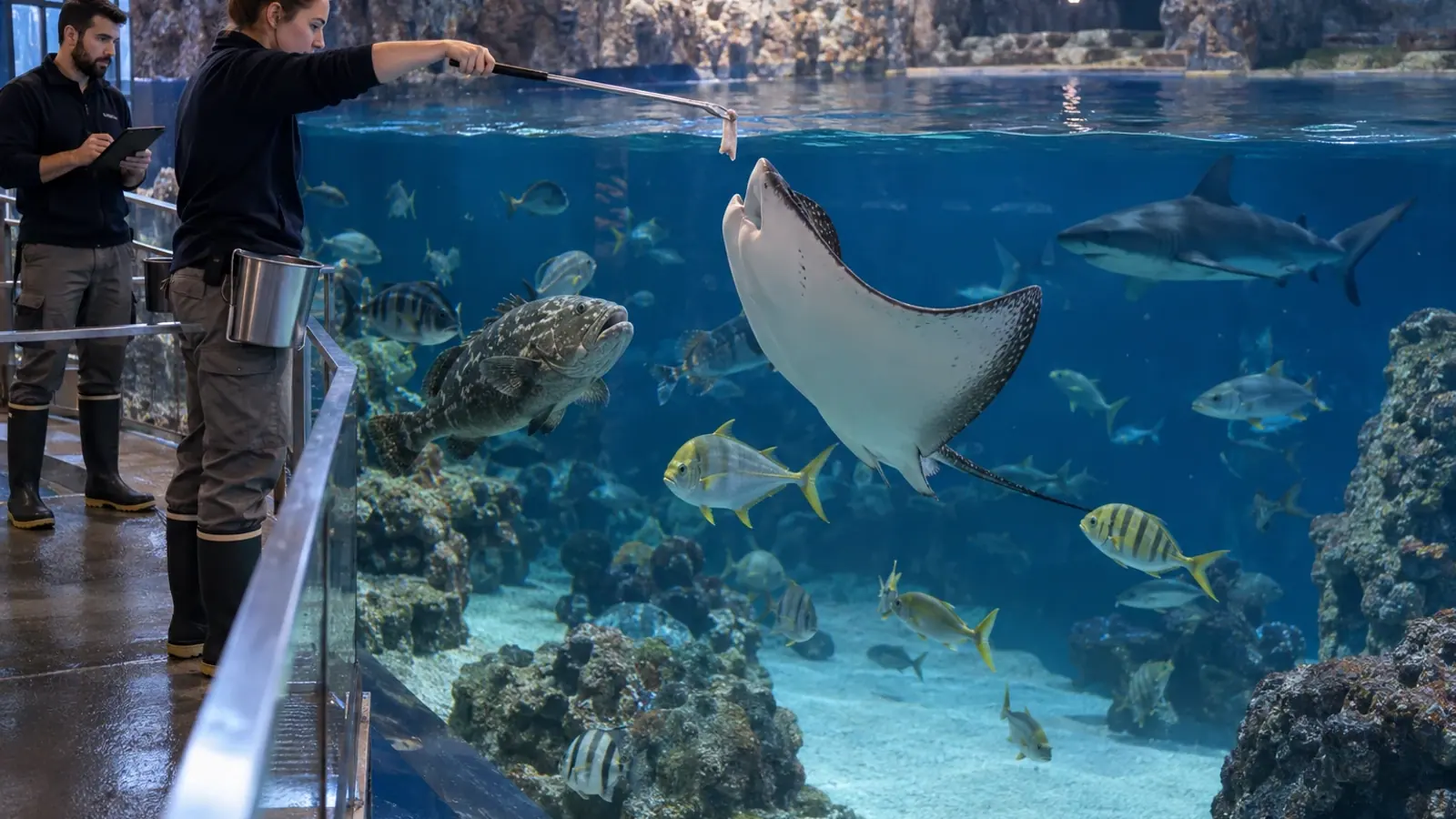 Aquarium public : tracer ce que les poissons mangent